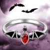 Halloween Black Bat Rings for Women Sterling Silver Gothic Jewelry