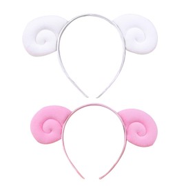 MEISH 2 Pieces Sheep Horn Headband Cute Sheep Ears hair hoop washing face Animal Headwear Party Dress Costume Headwear Accessories for Women Girls