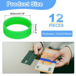 uxcell 12Pcs Silicone Rubber Bands,20mm/0.8" Rubber Bands Rings Cable Ties Strong Elastic Bands Non-Slip for Cord Wrapping Bag Wraps, Green