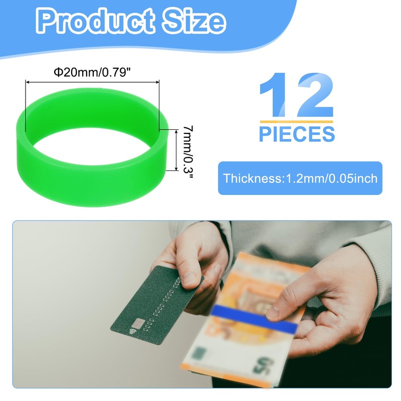 uxcell 12Pcs Silicone Rubber Bands,20mm/0.8" Rubber Bands Rings Cable Ties