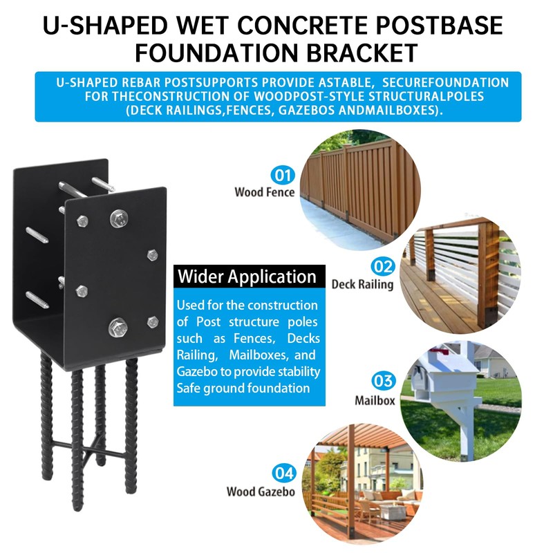 [Pack of 2] 6"x6" Heavy Duty Post Base for Concrete