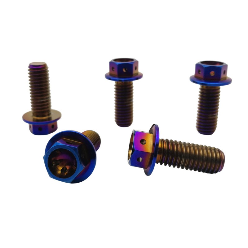 RISON Titanium Bolts Titanium Flange Hex Head Bolts Burnt Blue