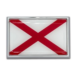 Elektroplate Premium Alabama AL State Flag Crimson Cross All Metal Chrome Emblem for Cars, Trucks, and All Auto | Universal Fit at 2.5" x 3.8" | Weatherproof