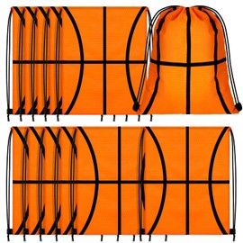 Shappy - 12 bolsas deportivas pequeñas con cordón, bolsa de caramelo, para fiesta, con cordón, suministros de regalo, Estilo de baloncesto, 10 x 12 Inch, Estilo de baloncesto