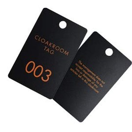 Plastic Cloakroom Tags/Tickets with Standard Disclaimer Text on Reverse, Pack of 100 Pairs, Biodegradable PVC