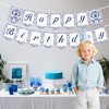 Talavera Happy Birthday Banner Blue and White Papel Picado Banner