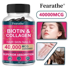 콜라겐과 비오틴 - 40 000mcg 캡슐로 모발 성장을 촉진하여 건강한 피부와 손톱을 유지, 120정, 3개 Collagen and Biotin - 40,000 mcg Capsules to Promote Hair Growth and Maintain Healthy Skin and Nails, 120 Tablets, Pack of 3