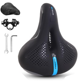 Bicycle Saddle, Comfortable Soft Memory Foam Bicycle Seat, Ergonomic Shock Absorbing, Waterproof, Breathable, Wide Bicycle Saddle for Men and Women (Blue)