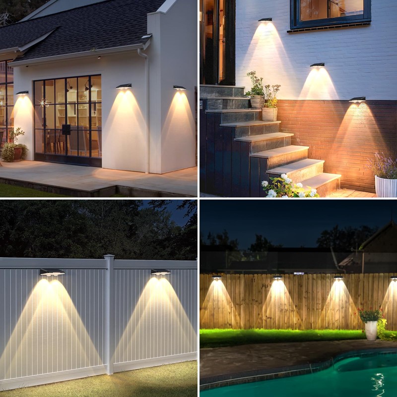 Solar Fence Lights Outdoor 8-Pack, Waterproof Fence Light Solar Powered