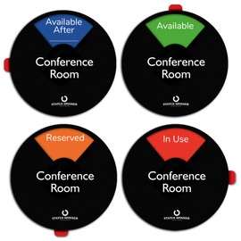 Office Door Sign,4 status-In Use, Available, Reserved, Available After - Privacy Sign Sign for Conference Room Do Not Disturb, In a Meeting, Easy to Read 6 Inch