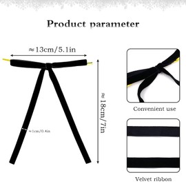 12Pcs Black Christmas Velvet Bows, Vintage Wedding Velvet Ribbon Gift Bows for Christmas Tree, Gift Wrapping, Wreaths, Garlands, Wedding, Party, Home Decor,5.1x7 Inches