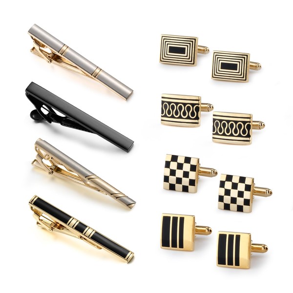 Wynameleri Mens Tie Clips and Cufflinks Set 12 PCS Formal