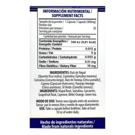 Sm Dayer's 30 Caps Raiz De Nopal, Toronja Cúrcuma Cayena Sabor Sin Sabor