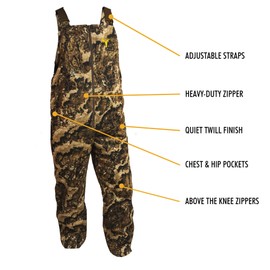 HOT SHOT Men’s Insulated Veil Whitetail Camo Bib, Adjustable Height, Leg Zippers, Designed for All Day Comfort, Extra Large