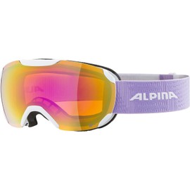 ALPINA PHEOS S Q-LITE Mirrored, Contrast-Enhancing Ski Goggles with 100% UV Protection for Adults, White-Lilac Matt, One Size