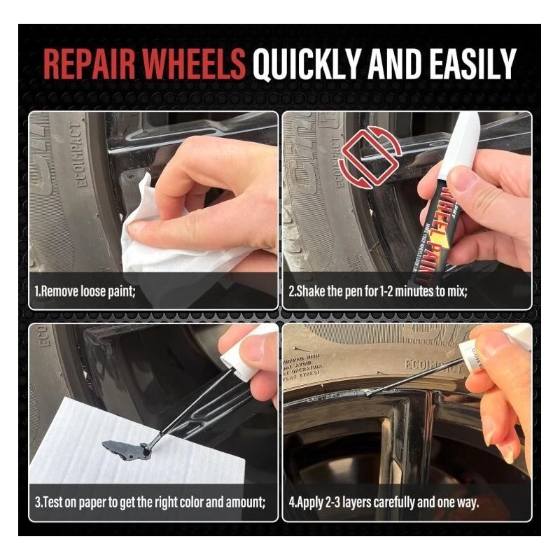 SMAPHY Matte Black Rim Touch Up Paint Wheel Scratch Repair