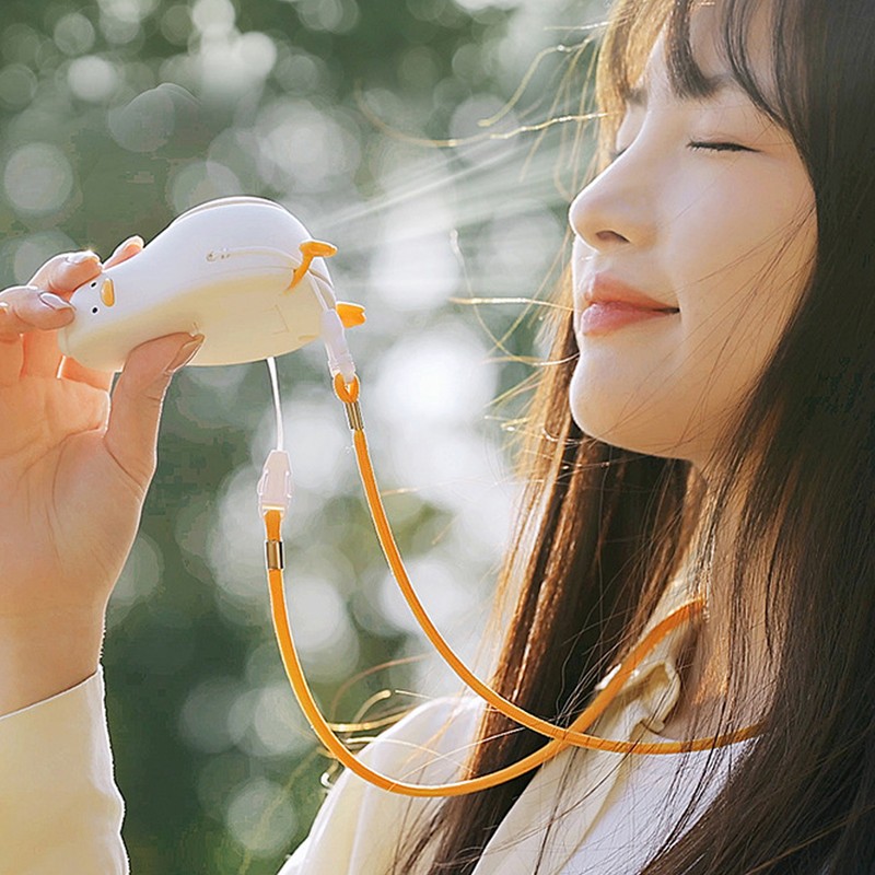 Hanging Neck Fan Duck Shape Small Fan USB Charging Necklace