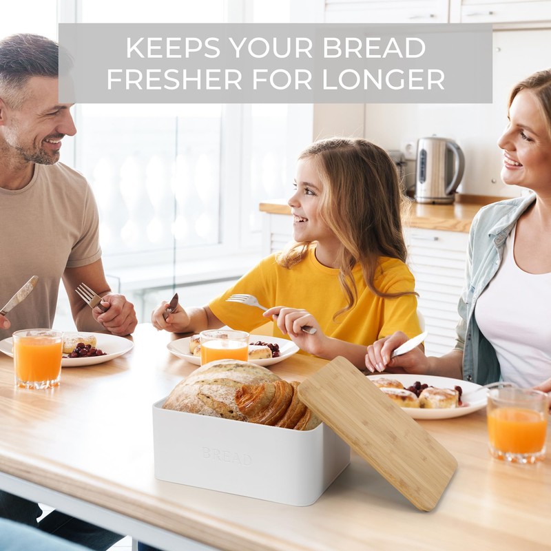 Beautiful Bread Box With Wooden Lid For Your Kitchen Countertop