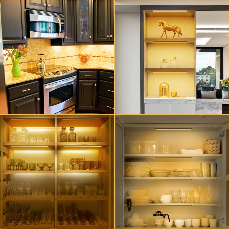 JUSJUBR Led Shelf Lights, 4x12 Inch Warm White 3000K Dimmable