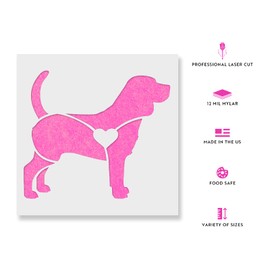 Beagle Heart Stencil - Dog Stencil, Ideal for Creating Canine-Inspired Dog Decor, Beagle Stencils