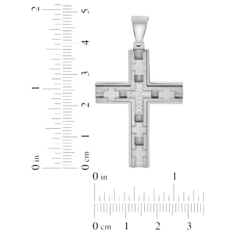 Believe by Brilliance Cross Pendant Necklace Men’s 24' Stainless Steel