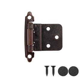 JQK 3/8 Inch Inset Cabinet Door Hinges Oil Rubbed Bronze, 50 Pack 25 Pairs Flush Face Mount Cupboard Self-Closing Kitchen Cabinet Hardware Hinges with Door Bumper, CH201-ORB-P50