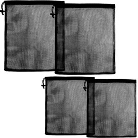 Drawstring Gym Bag Nylon Mesh Bag 13.8"X15.7", 10.2”X11.8” with Cord Lock Closure for Collecting Toys Travel Sports (4, Black)