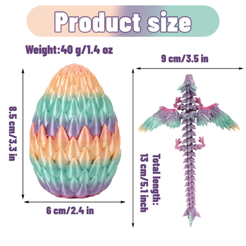 Yearsahrk Dragon Egg with Dragon 3D Printed Dragon Egg Toy