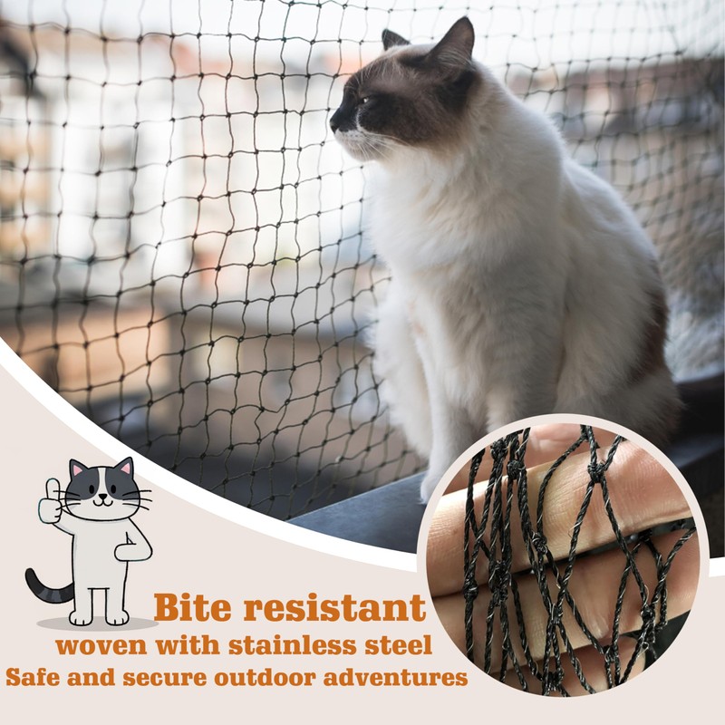 Cat Netting, Balcony Netting for Pets,Steel Wire Reinforced Balcony Screen