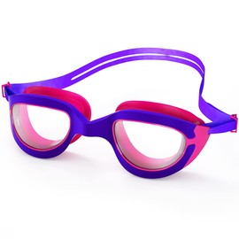 [eECO-FLYING] Kids Swimming Goggles, Long Term Anti-Fog Swimming Goggles for Kids (Purple & Red)