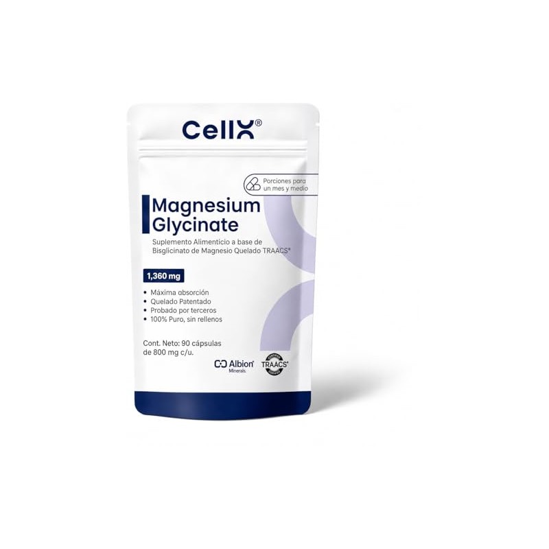Cellx Magnesio Glicinato Quelado Traacs Albion Cápsulas Porciones Suplemento Alimenticio