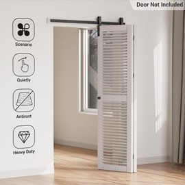 CCJH 5FT/60'' Bi-Folding Barn Door Hardware Sliding Track kit Heavy Duty for 2 Doors(No Wood Door，Hardwware Only)