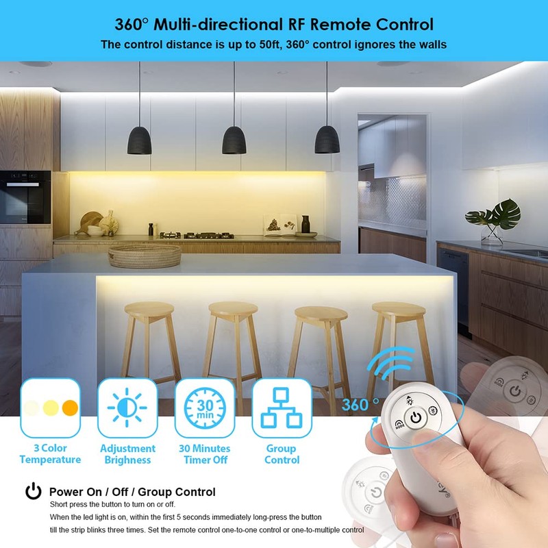 Wefomey White LED Strip Light 20M 1200 LEDs, 7200lm Dimmable