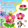 6pcs Insect Finger Puppets Bringing a Flowers House，Novelty Animals Toys