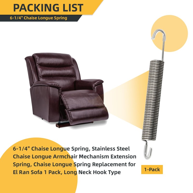 YeuauTa 6-1/4" Chaise Longue Spring, Stainless Steel Chaise Longue Armchair