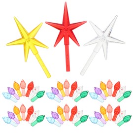VOSAREA 103pcs Ceramic Tree Replacement Bulbs Lights Flame and Star Shape Lights Bulbs Replacement Plastics Tree Pegs Ceramic Tree Twists Light Ornaments for Ceramic Tree Accessories
