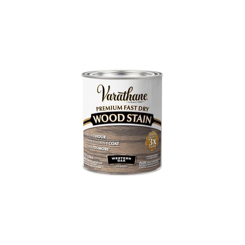 Varathane Premium Fast Dry Wood Stain, Quart, Western Oak