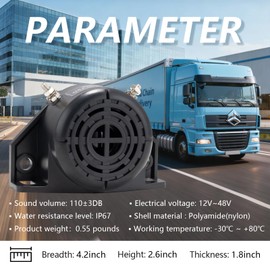 FARBIN Truck Back-up Alarm 105dB 12V-48V Car Reverse Horn BIBI Buzzer Warning Siren Waterproof Industrial Heavy-Duty Backup (Circular 5pcs)