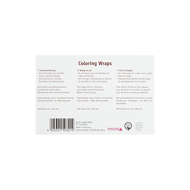 Efalock Professional Emotion Colouring Wraps, 110 mm x 160 mm,