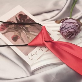 Sdopbinbin Red Zipper Necktie for Boys & Girls, School Uniform, Party, Wedding, Formal, Adjustable, 4-14 Years