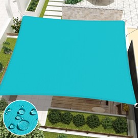 FLORALEAF Turquoise Sun Shade Sail 10' X 15' Rectangular Waterproof Sun Sail UV Block Canopy for Outdoor Patio Lawn Garden Backyard