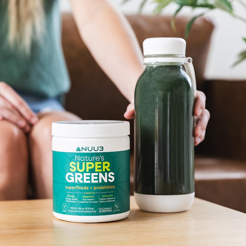 NUU3 Super Greens Superfoods + Probiotics - Immune Support, Improved
