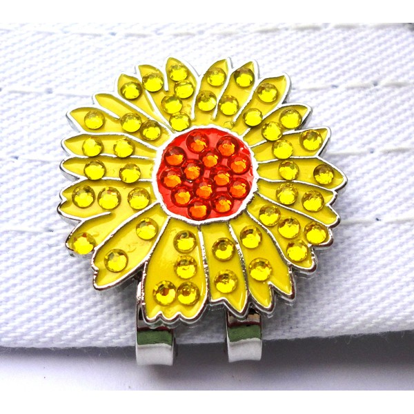 Sunflower W/Crystals and Magnetic Hat Clip