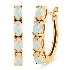 TJC Opal Hoops Hoop Earrings for Womens and Girls in Gold Plated 925 Sterling Silver