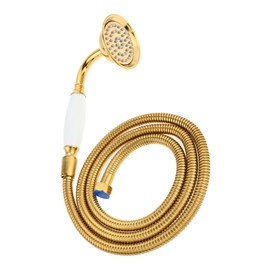 DRELD 2 Pieces Retro Shower Set, 1 x Stainless Steel Hand Shower with 1 x 1.5 m Hose, Nostalgia Gold Shower Set, Stainless Steel Retro Shower Head Hand Shower Set (Gold)