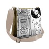 Ambesonne Retro Messenger Bag, Music Box Notes Coins, Unisex Cross-body
