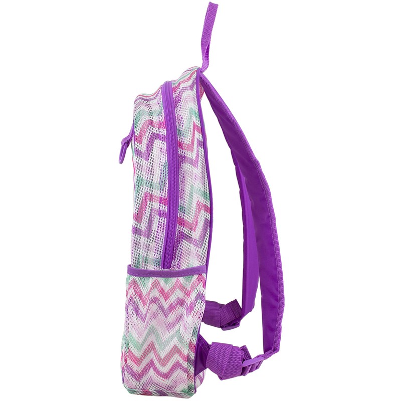 Eastsport Active Mesh Backpack with Padded Adjustable Straps, Spike Shevron/Grape