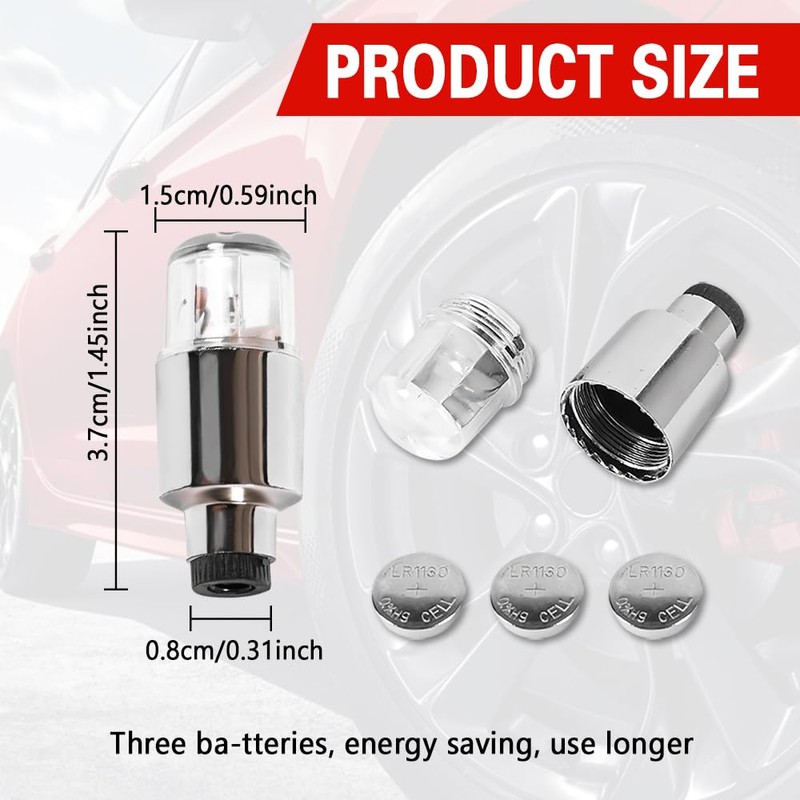 Kutyun 8PCS LED Wheel Lights, Automotive Tire Light Assemblies, Air