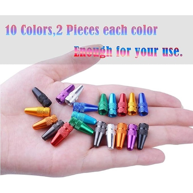 Presta Valve Caps for Bicycle, 40 Pack, Multicolour Anodised Aluminium,