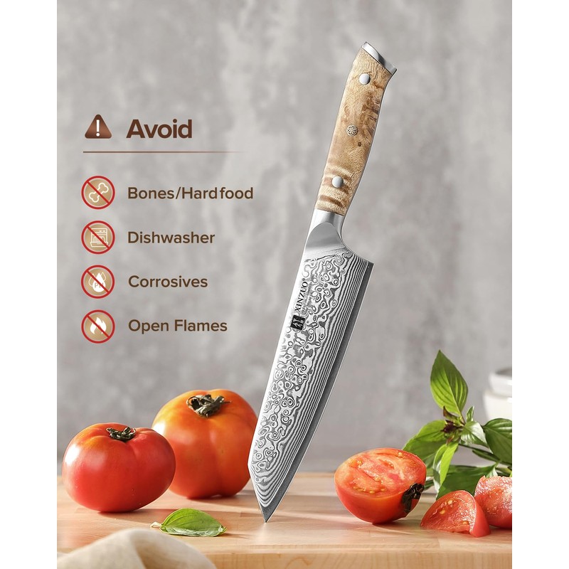 XINZUO Kiritsuke Chef Knife 5.8",Sharp Forged Damascus Stainless Steel Sharp